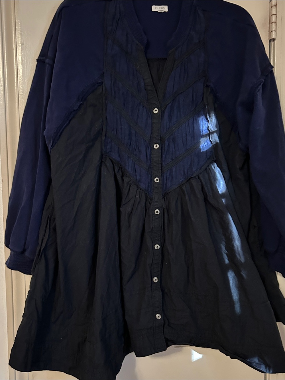 Anthropologie Navy and Midnight Blue Button-Front Mini Dress